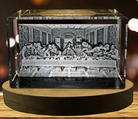 The Last Supper 3D Engraved Crystal with LED Base light from Canada