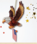 American Eagle Patriotic Glass Ornament w/Flag- Hand Blown in USA.