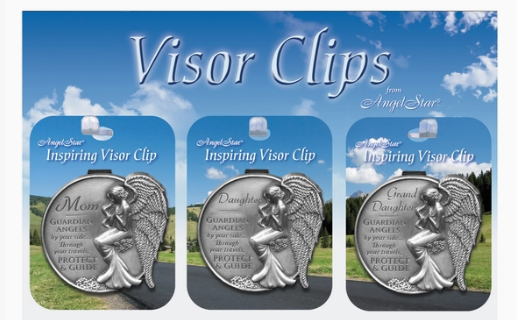 Pewter Visor Clip Guardian Angel - Family Assortment