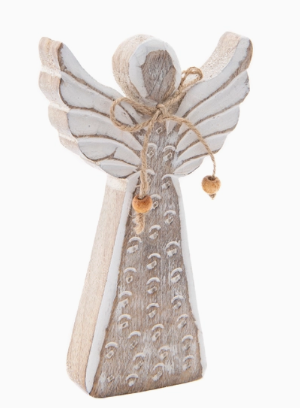 Mango Wood Decor Angel. Finished in Pristine White Coating from India