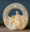 Led White Porcelain Nativitiy Scene with Star Cut Out