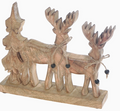 Wood Hand Carved Reindeer with Tree Décor from India.