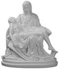 A replica or figurine depicting Michelangelo's famous Pieta. from Italy.