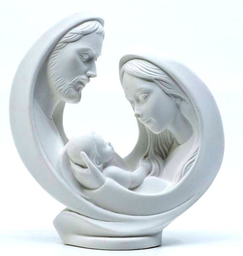 White resin Holy Family Statue – H-3.125″. Made in Italy. Gift boxed
