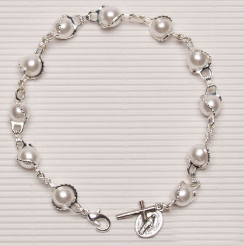 Silver Plated Rosary Bracelet from Italy.