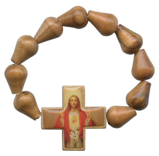 Olive Wood Elastic Decade Rosary mm.5 beads. Made in Italy.