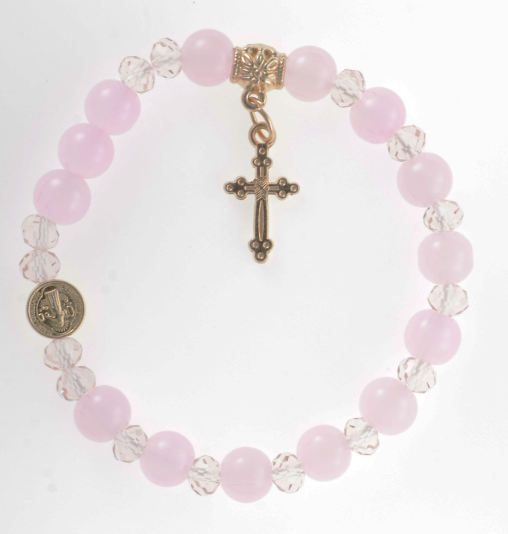 Rosary Bracelet Glass Bead with St. Benedict medal from Italy