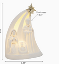 White Porcelain Nativitiy Scene with Golden Star atop and LED Calm glow lighting