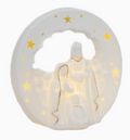 White Porcelain Nativitiy Scene with Star Cut Out & LED glow lighting