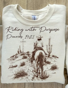"Ride with Purpose" | Proverbs 19:21. T-Shirt  Short Sleeve Premium 100% cotton from Mexico.  Black